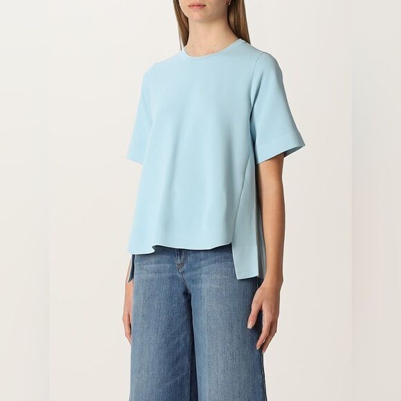 STELLA MCCARTNEY Light Blue  sweater Top with asymmetrical hem Women size 38 ( s - Picture 3 of 14